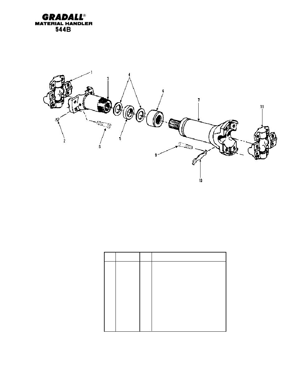 Drive train propeller shaft | Gradall 544B Parts Manual User Manual | Page 52 / 180