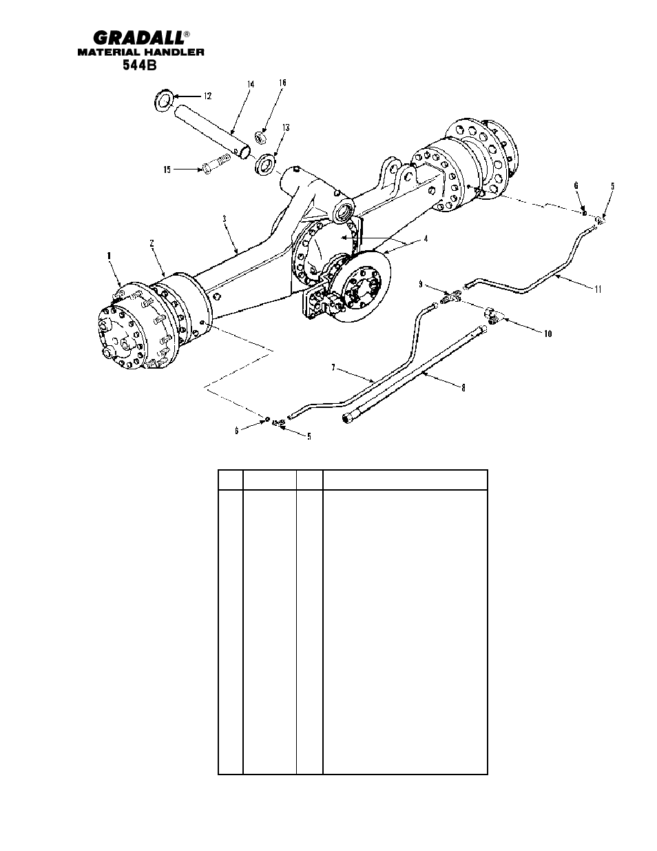 Drive train front axle assembly | Gradall 544B Parts Manual User Manual | Page 54 / 180