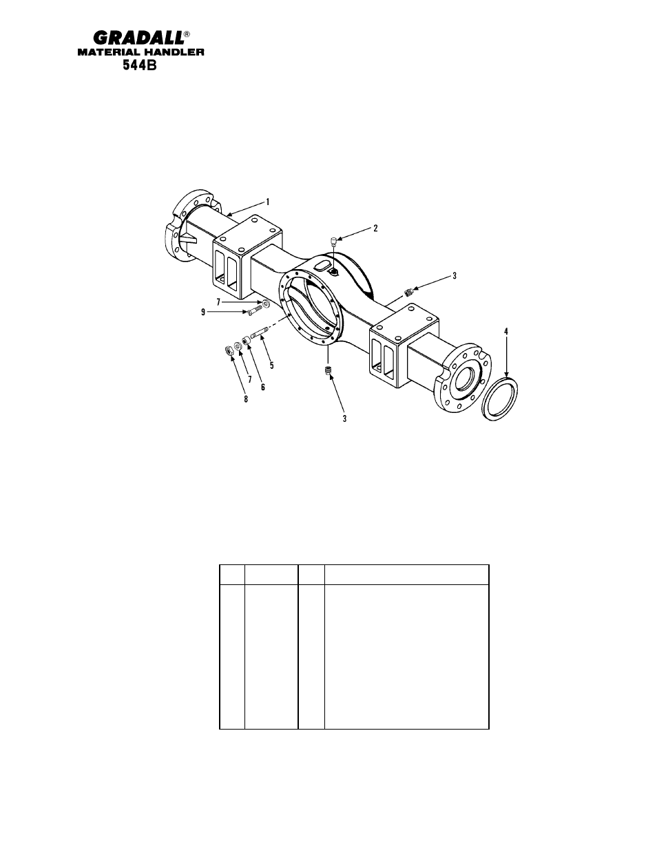 Drive train front axle housing | Gradall 544B Parts Manual User Manual | Page 55 / 180