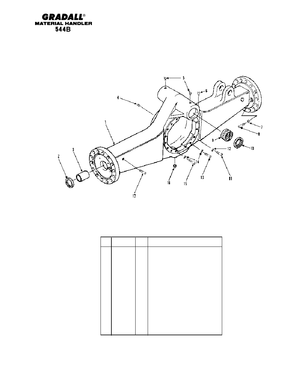 Drive train front axle housing | Gradall 544B Parts Manual User Manual | Page 56 / 180