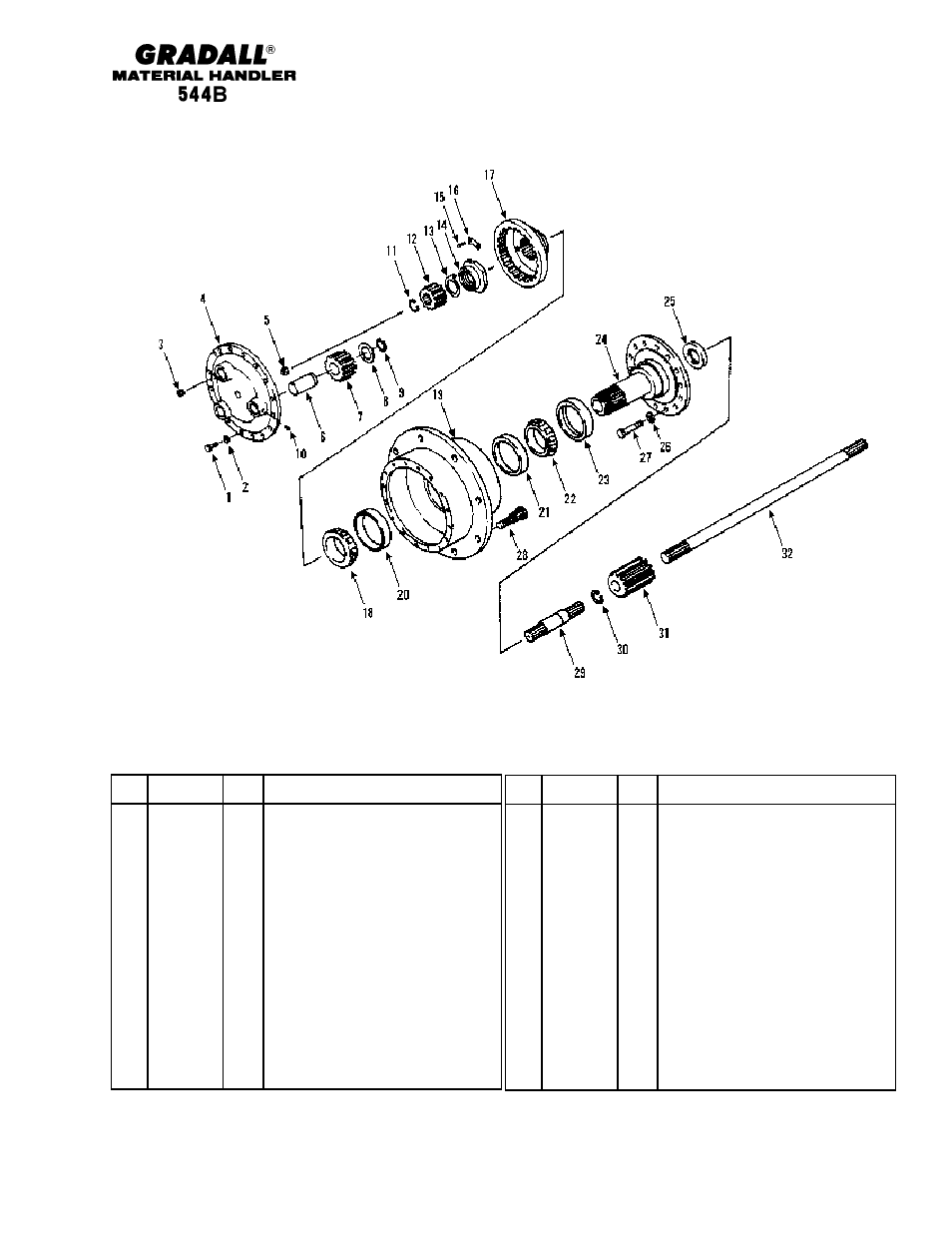 Drive train front axle shaft & planetary wheel end | Gradall 544B Parts Manual User Manual | Page 60 / 180