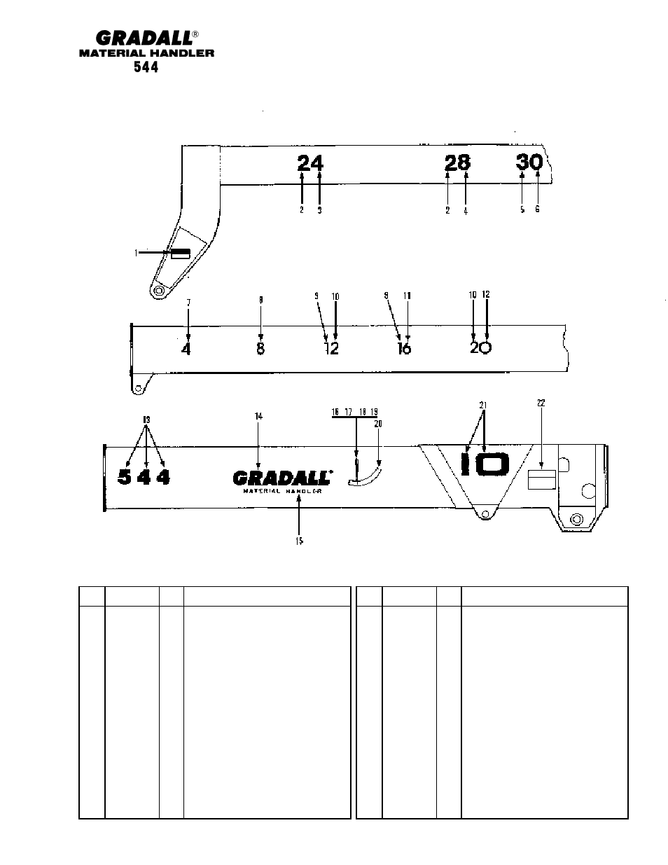 Miscellaneous boom decals | Gradall 544 User Manual | Page 182 / 209