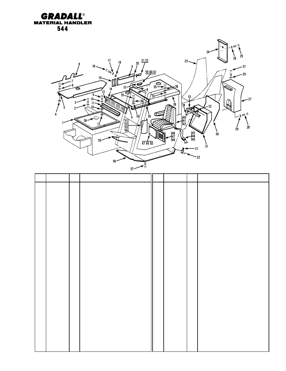 Section 2 chassis & attaching parts, Chassis & attaching parts frame shrouding & trim | Gradall 544 User Manual | Page 30 / 209