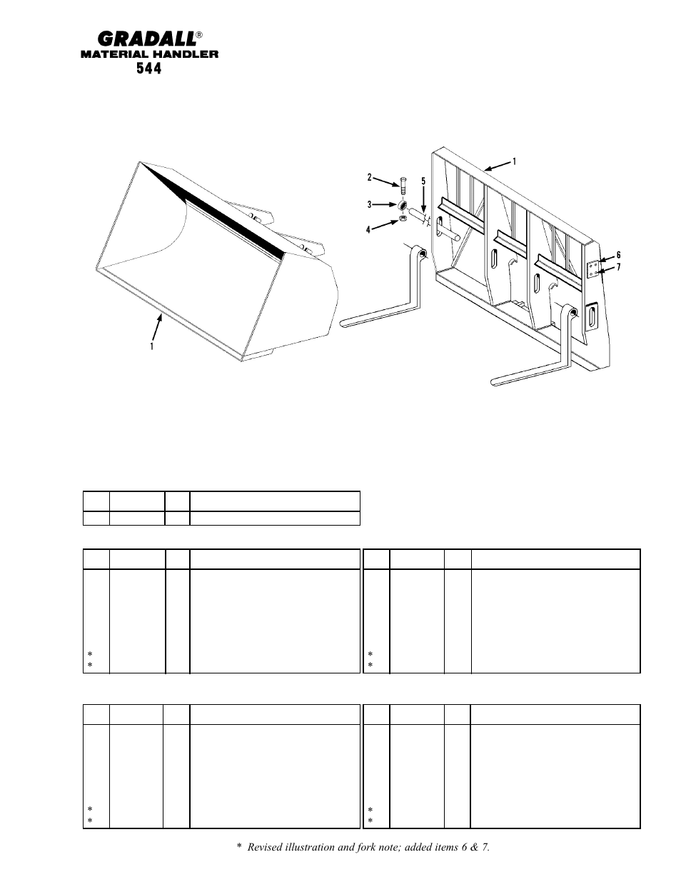 Section 4 attachments & accessories, Attachments & accessories sand bucket & carriages | Gradall 544 User Manual | Page 48 / 209