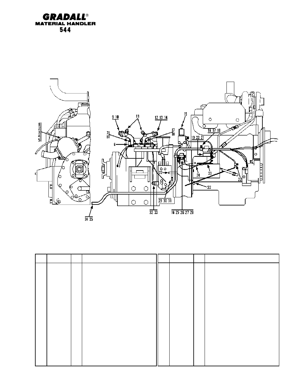 Section 5 engine & attaching parts, Engine & attaching parts engine left side view | Gradall 544 User Manual | Page 51 / 209