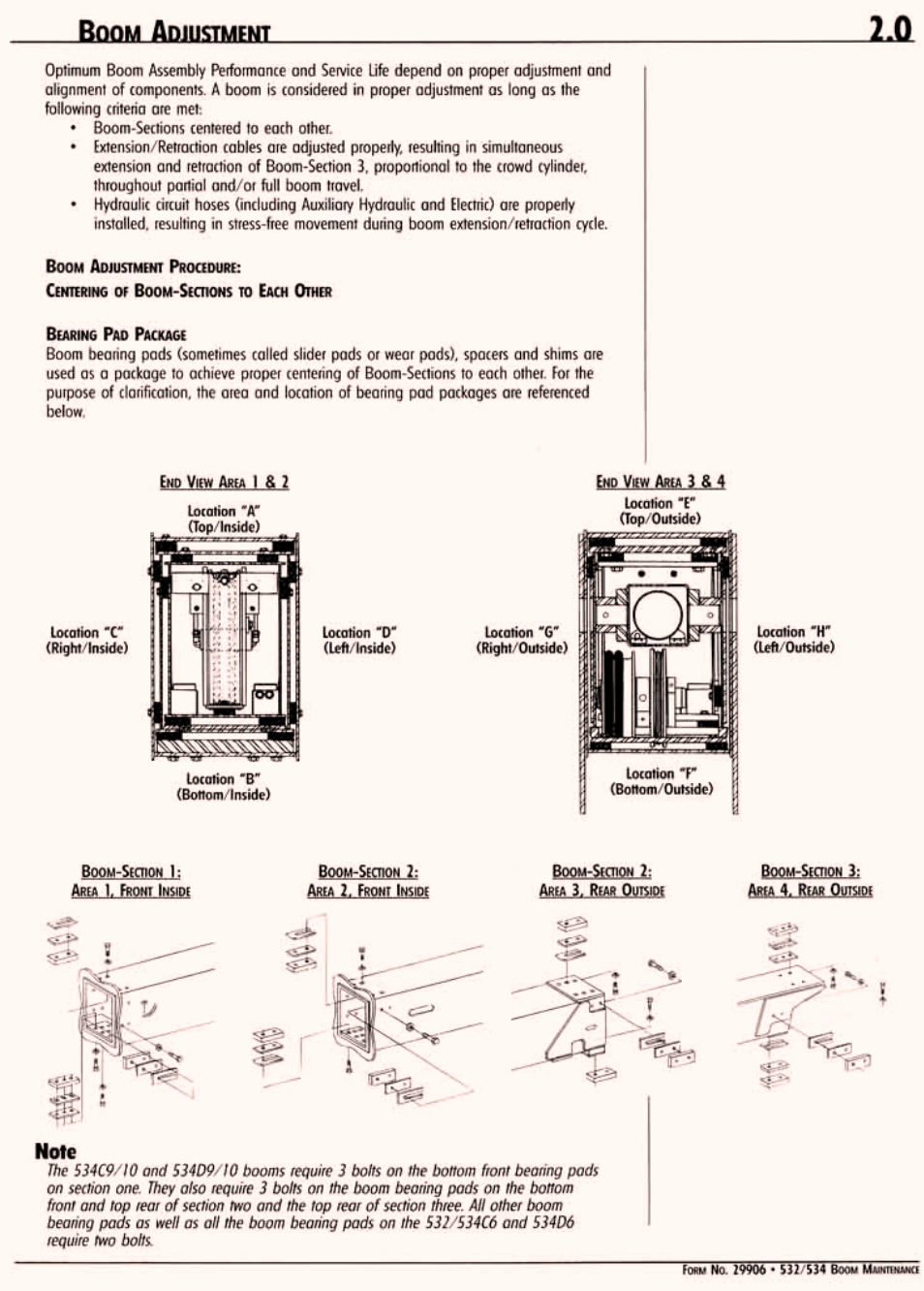 Boom adjustment | Gradall 534D-6T Service Manual User Manual | Page 189 / 288