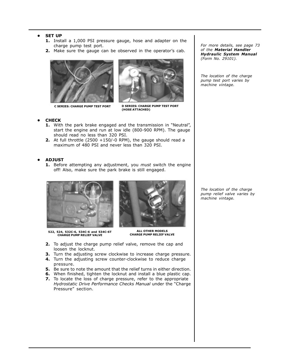 Charge pressure (pilot pressure), Harge, Ressure | Also used as pilot pressure on joystick machines) | Gradall 534D-6T Service Manual User Manual | Page 263 / 288