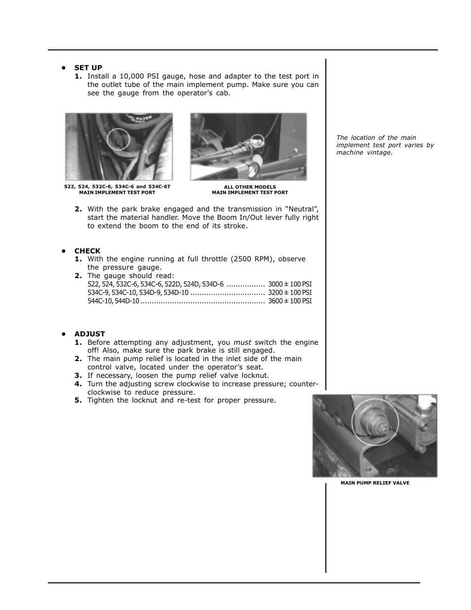 Main control valve pump relief, Ontrol, Alve | Elief 6.0 | Gradall 534D-6T Service Manual User Manual | Page 265 / 288