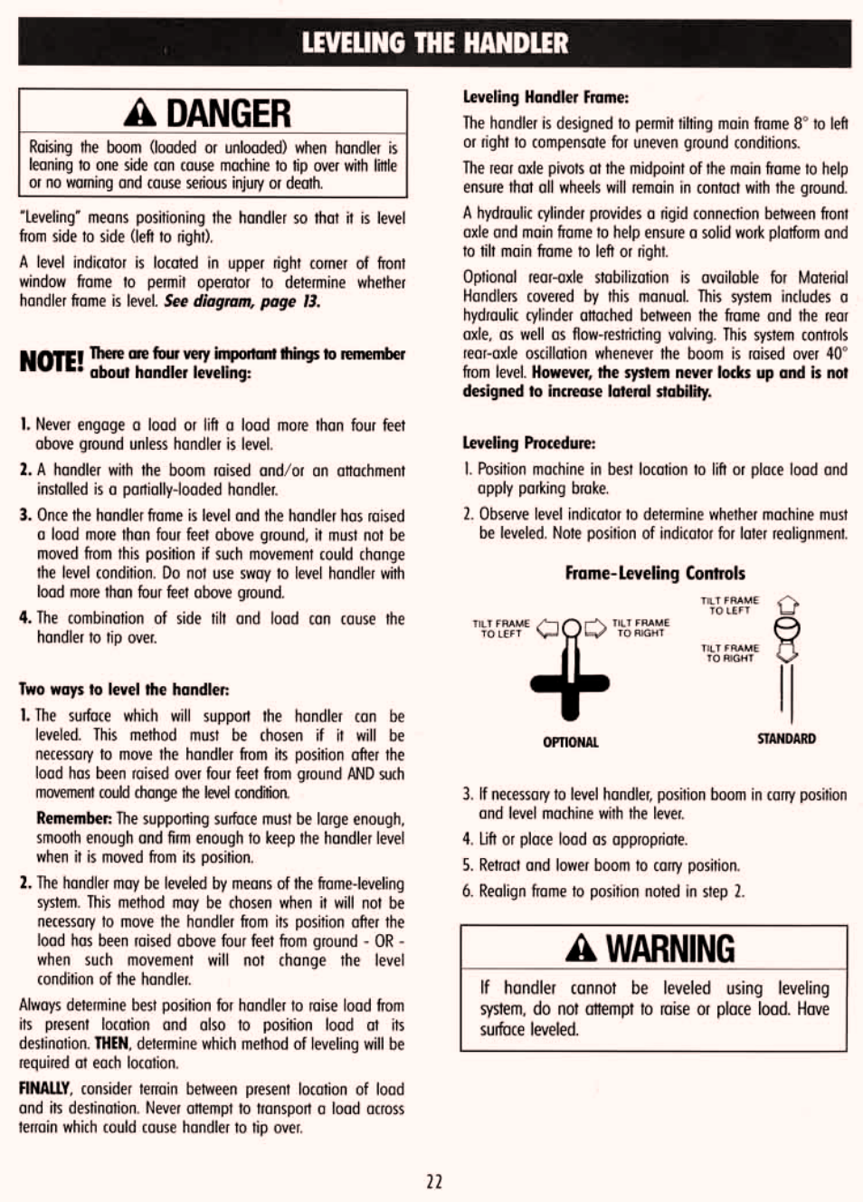 Leveling the handler | Gradall 534D-6T Service Manual User Manual | Page 28 / 288
