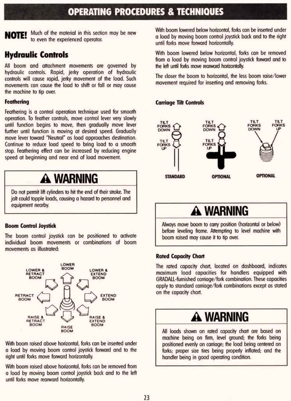 Operating procedures & techniques, Hydraulic controls | Gradall 534D-6T Service Manual User Manual | Page 29 / 288