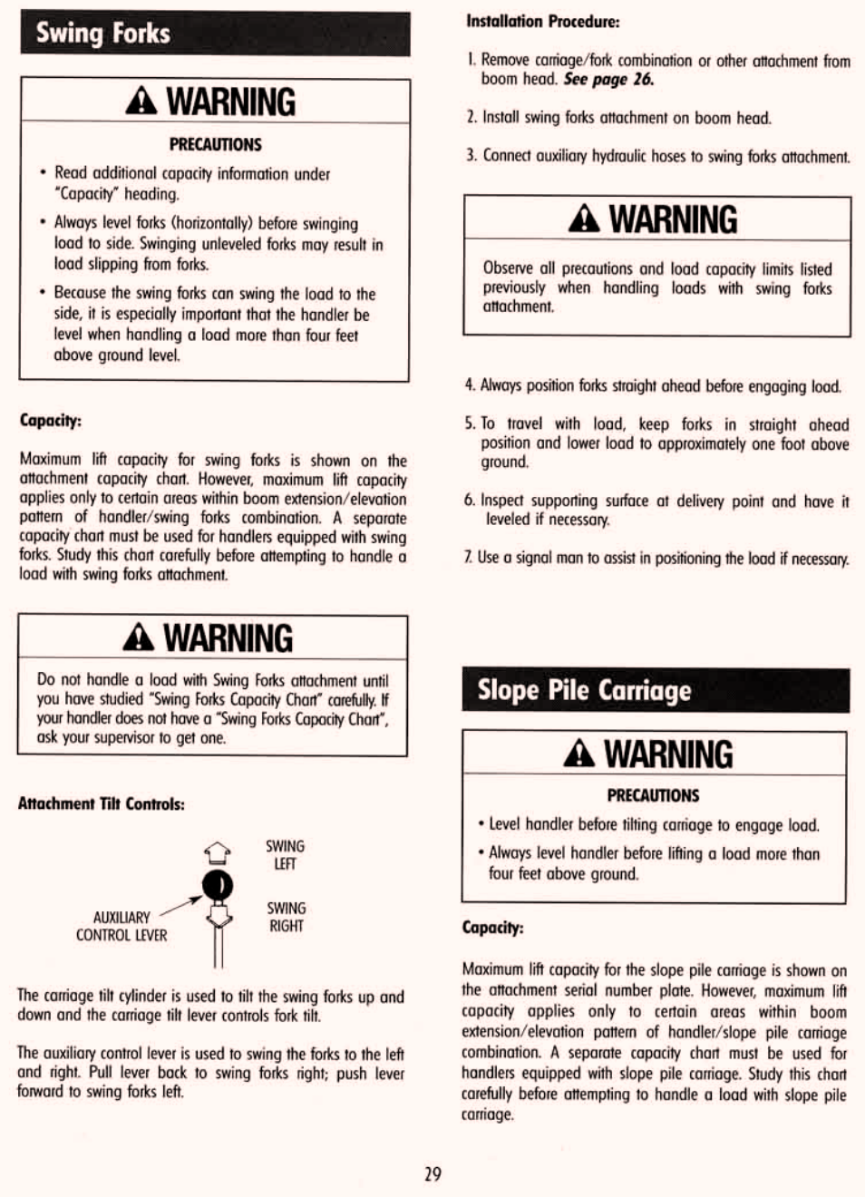 Swing forks, Slope pile carriage | Gradall 534D-6T Service Manual User Manual | Page 35 / 288