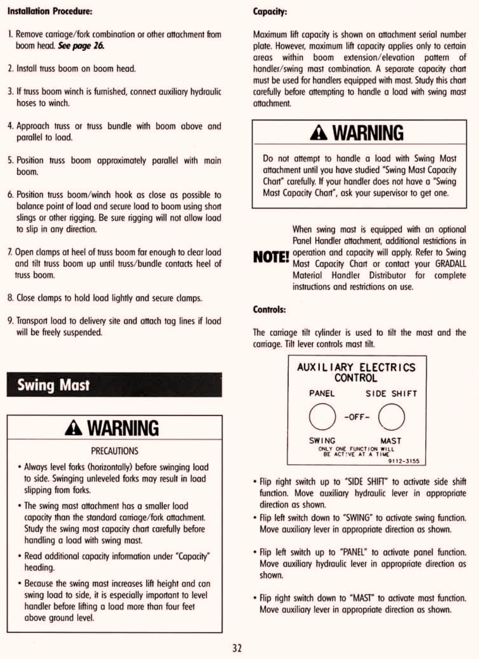 Swing mast | Gradall 534D-6T Service Manual User Manual | Page 38 / 288