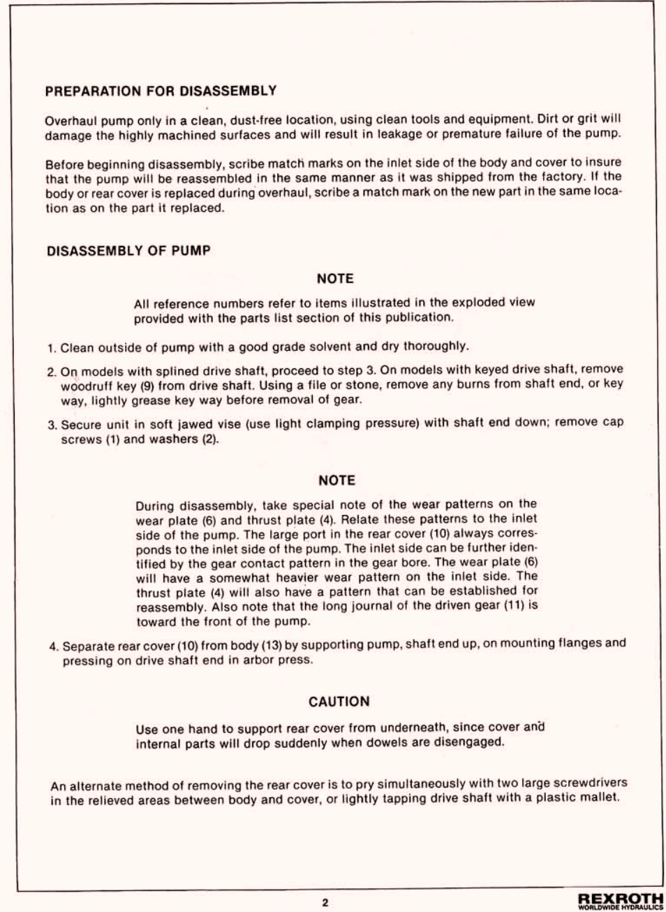 Preparation for disassembly, Disassembly of pump | Gradall 534D-6T Service Manual User Manual | Page 52 / 288
