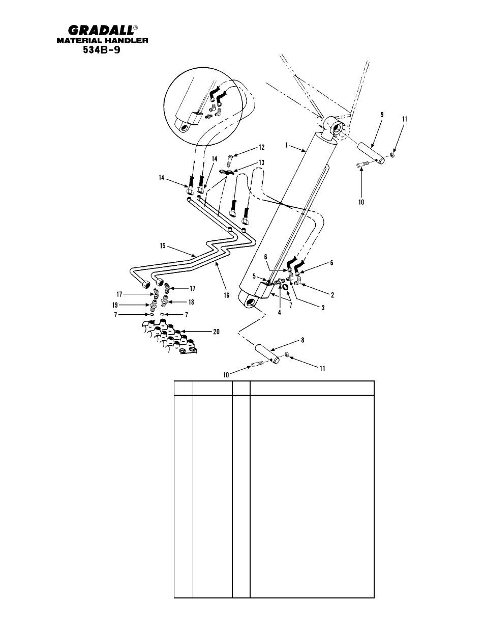 Hydraulic circuits lift cylinder | Gradall 534B-9 Parts Manual User Manual | Page 110 / 192