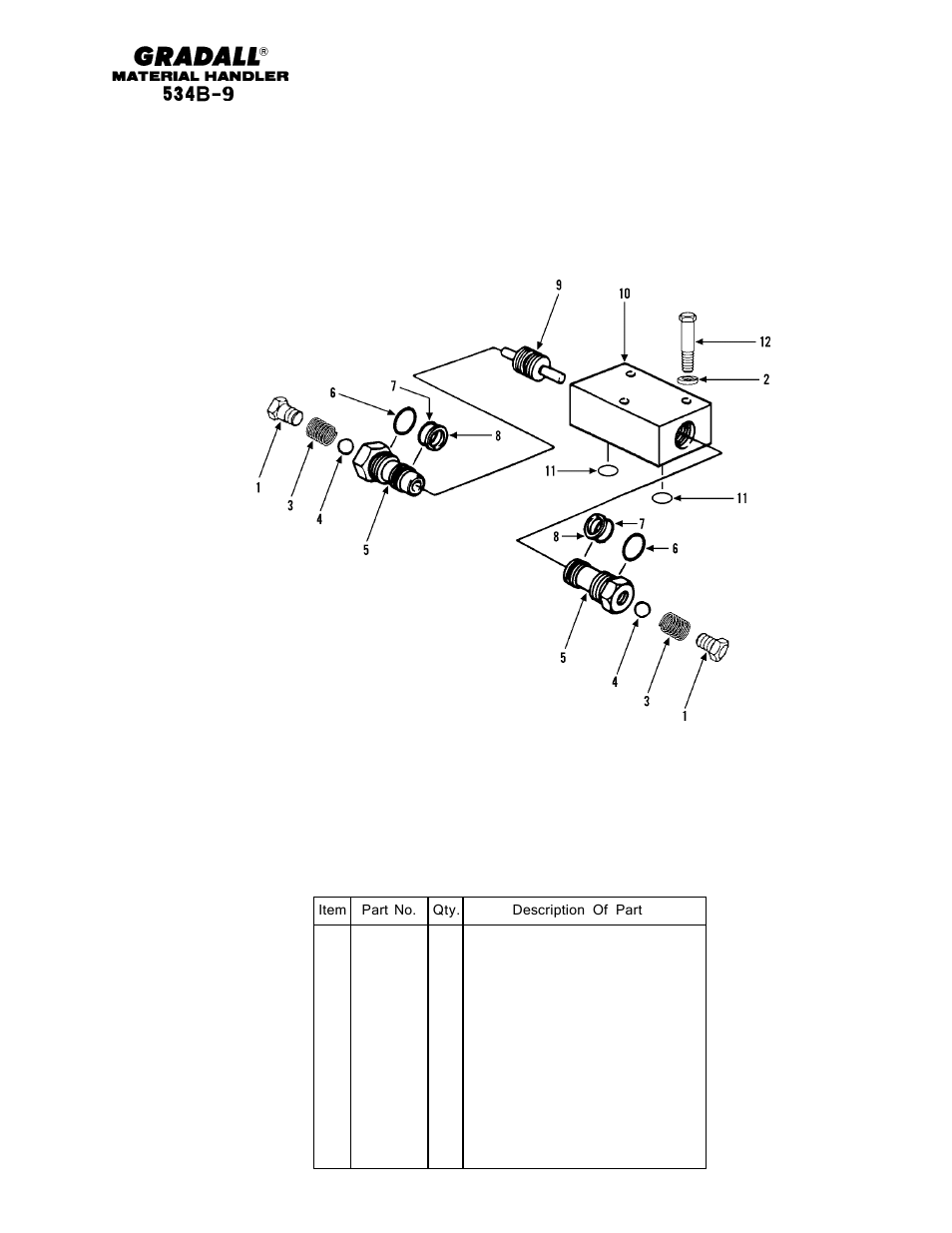 Hydraulic components dual p.o. check valve | Gradall 534B-9 Parts Manual User Manual | Page 126 / 192