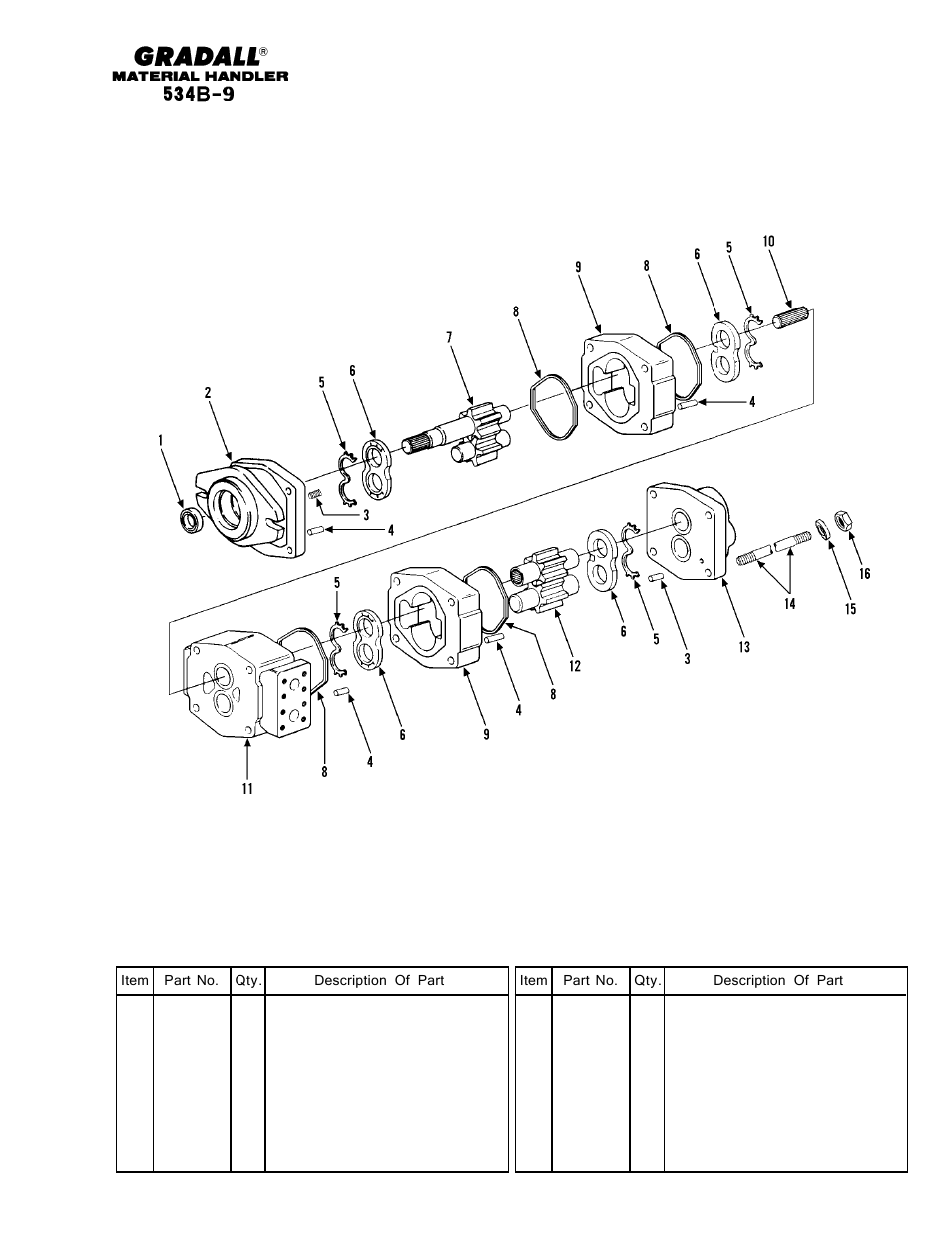 Hydraulic components main hydraulic pump | Gradall 534B-9 Parts Manual User Manual | Page 128 / 192