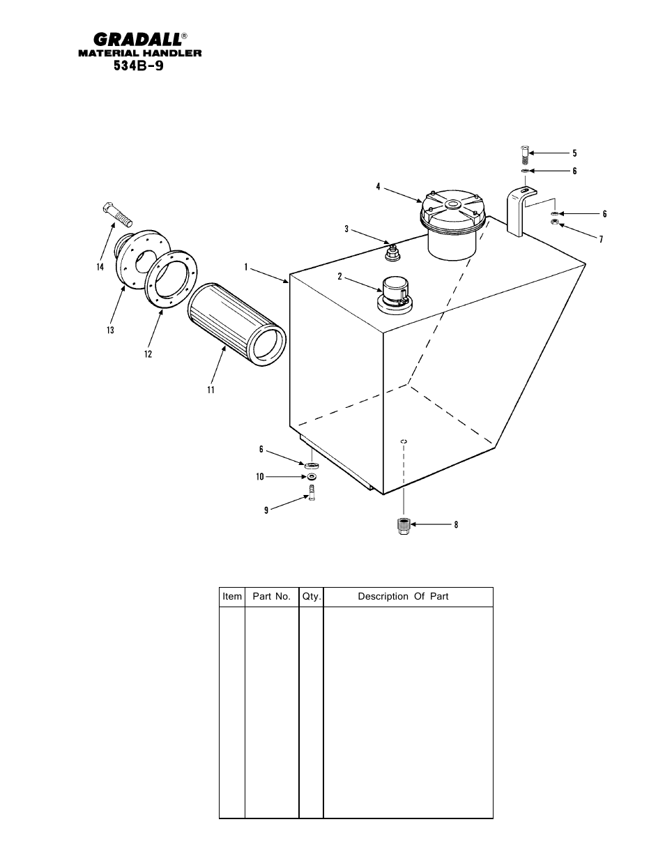 Hydraulic components hydraulic oil reservoir | Gradall 534B-9 Parts Manual User Manual | Page 135 / 192