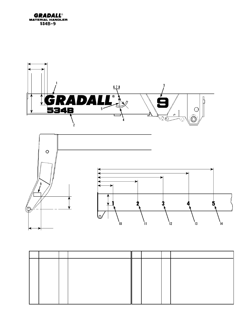 Miscellaneous boom decals | Gradall 534B-9 Parts Manual User Manual | Page 153 / 192