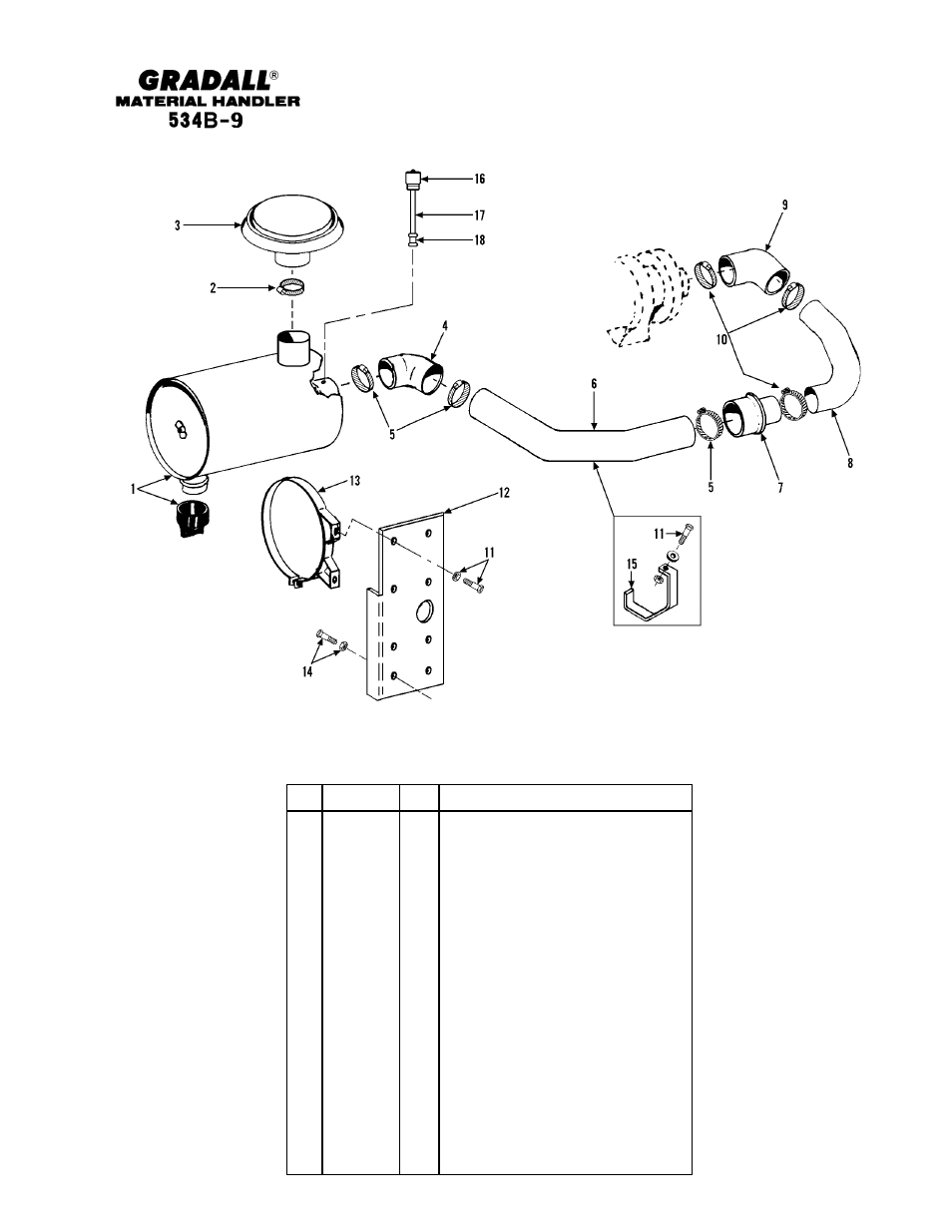 Engine & attaching parts air cleaner piping | Gradall 534B-9 Parts Manual User Manual | Page 55 / 192