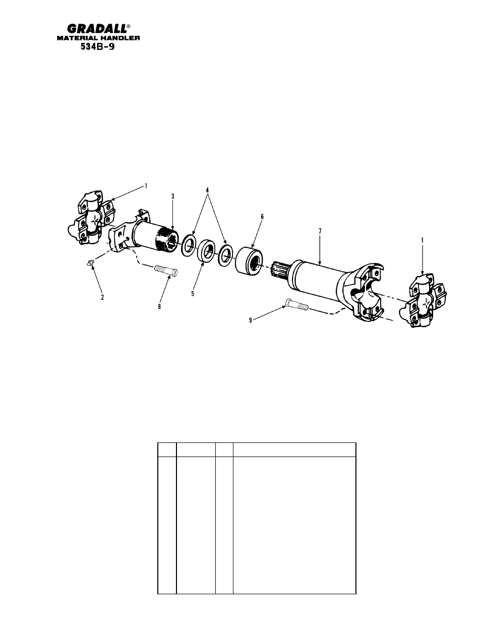 Drive train propeller shaft | Gradall 534B-9 Parts Manual User Manual | Page 68 / 192