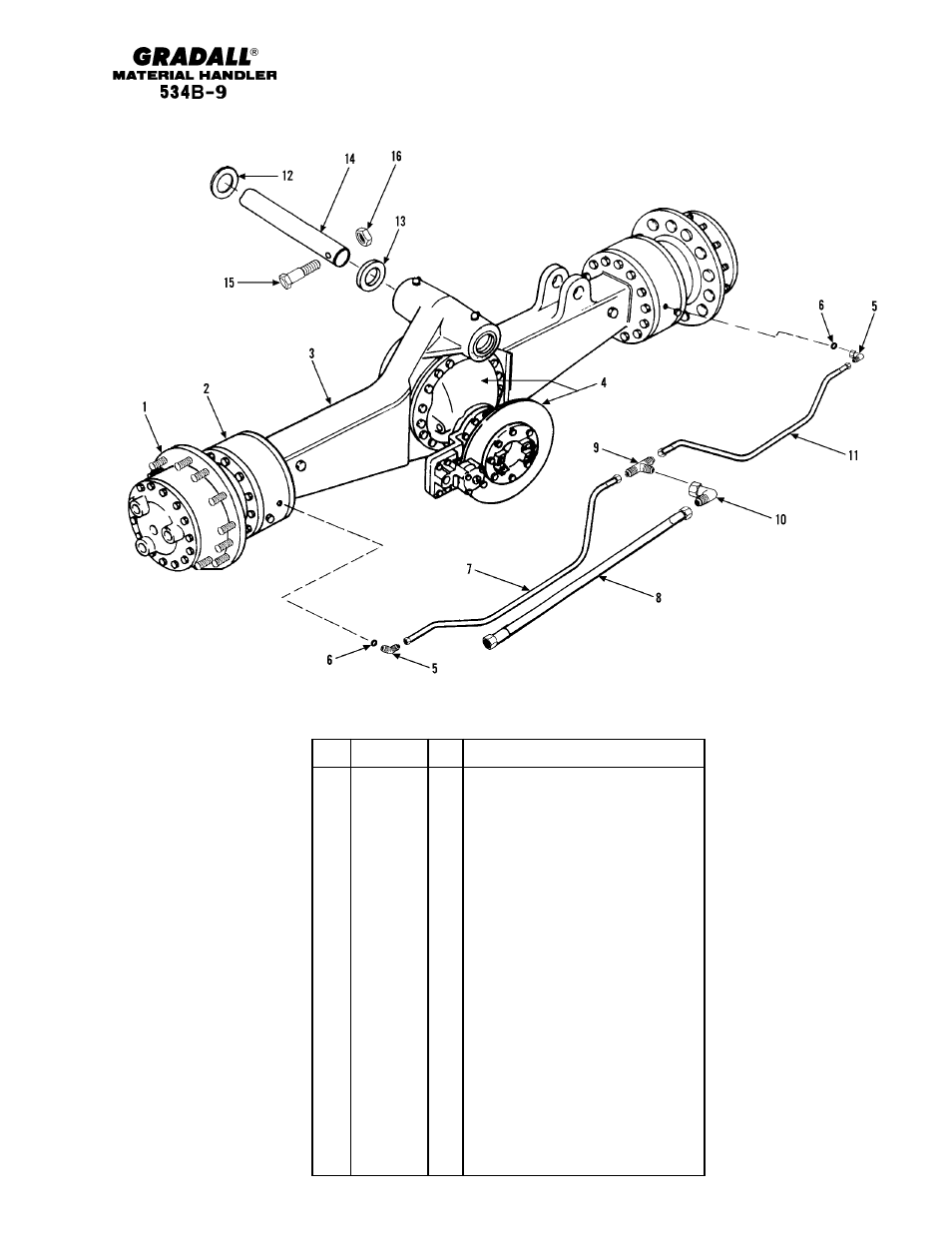 Drive train front axle assembly | Gradall 534B-9 Parts Manual User Manual | Page 71 / 192