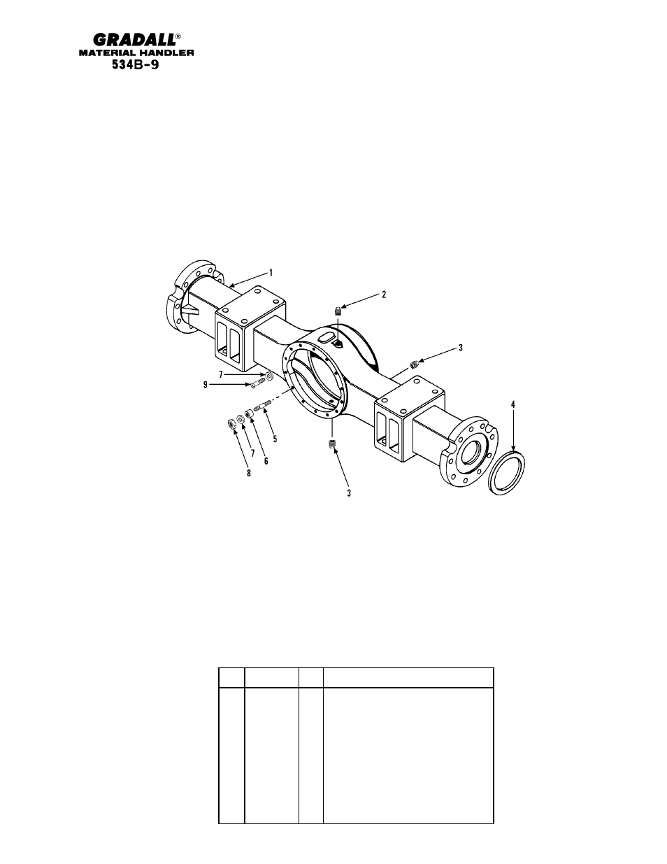 Drive train front axle housing | Gradall 534B-9 Parts Manual User Manual | Page 72 / 192