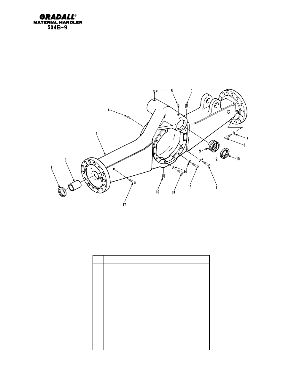 Drive train front axle housing | Gradall 534B-9 Parts Manual User Manual | Page 73 / 192