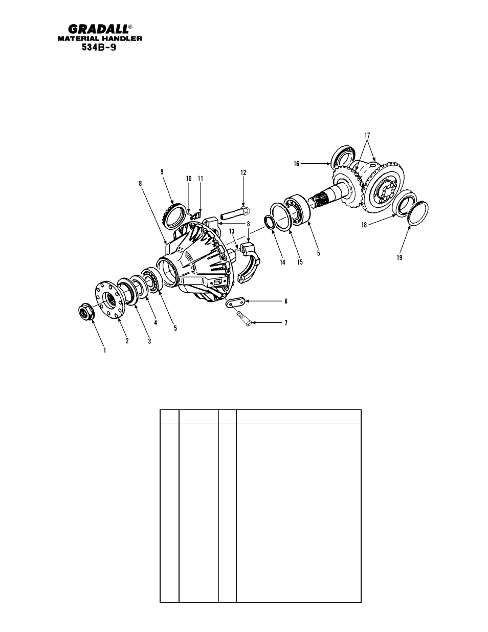 Drive train front axle differential carrier | Gradall 534B-9 Parts Manual User Manual | Page 74 / 192