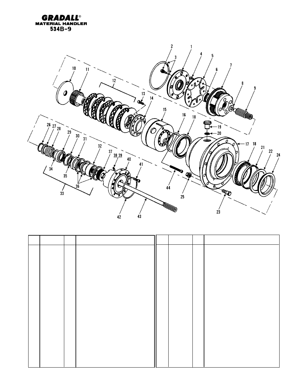 Drive train front axle shaft & planetary wheel end | Gradall 534B-9 Parts Manual User Manual | Page 77 / 192