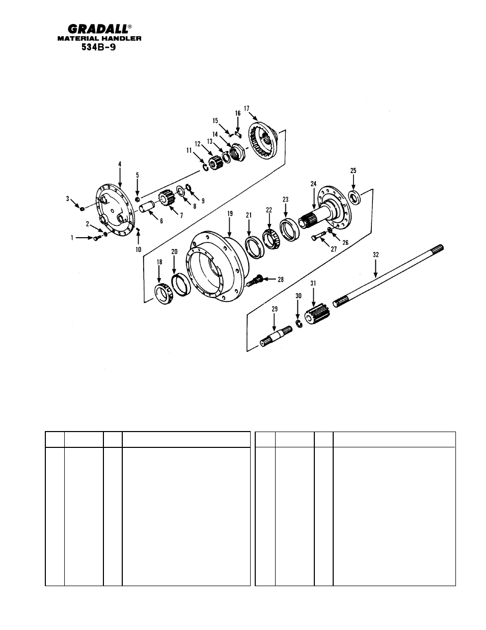 Drive train front axle shaft & planetary wheel end | Gradall 534B-9 Parts Manual User Manual | Page 78 / 192