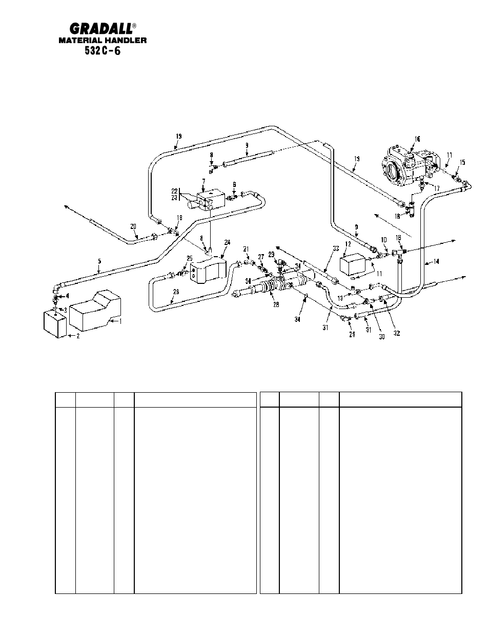 Brakes inching & parking brake lines (532c-6) | Gradall 534C-6 Parts Manual User Manual | Page 143 / 380