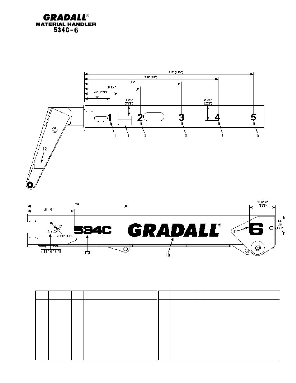Miscellaneous boom decals | Gradall 534C-6 Parts Manual User Manual | Page 283 / 380