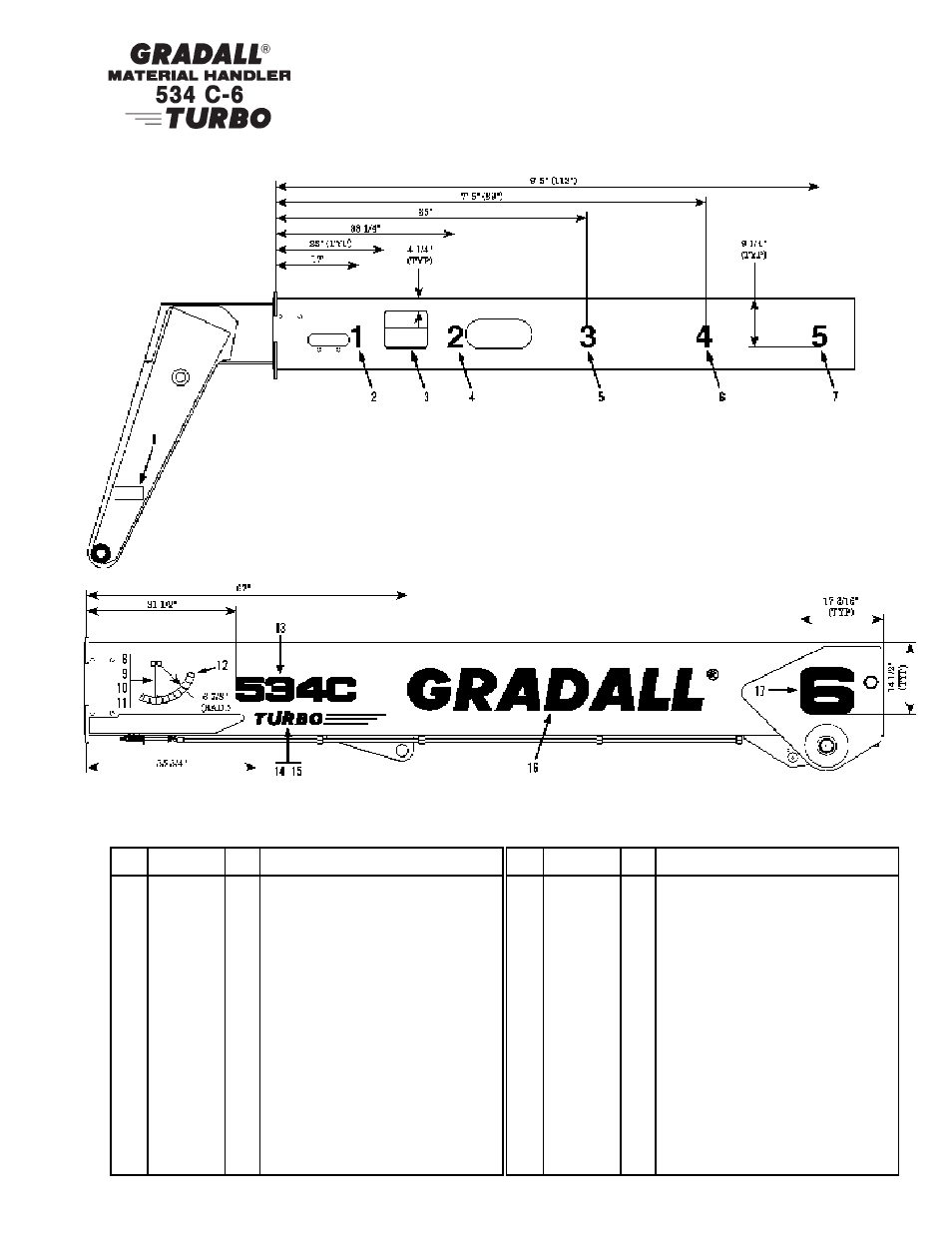 Miscellaneous boom decals (534c-6 turbo) | Gradall 534C-6 Parts Manual User Manual | Page 284 / 380