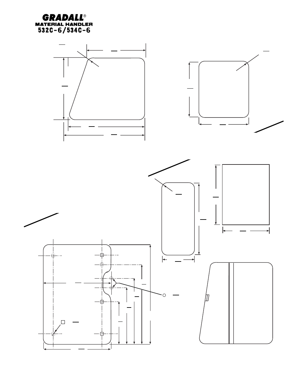 Standard optional, Top window (clear lexan, 1/4" thick), Chassis & attaching parts cab glass | Gradall 534C-6 Parts Manual User Manual | Page 49 / 380