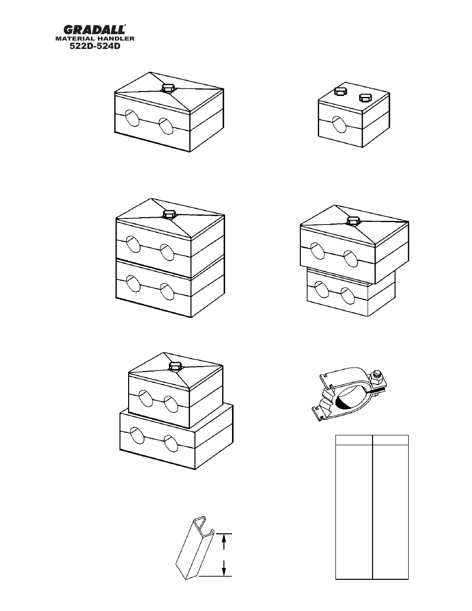 Miscellaneous cushion clamps & clamp sets | Gradall 524D User Manual | Page 168 / 225