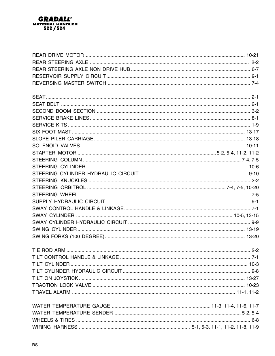 Gradall 524 Parts Manual User Manual | Page 10 / 312