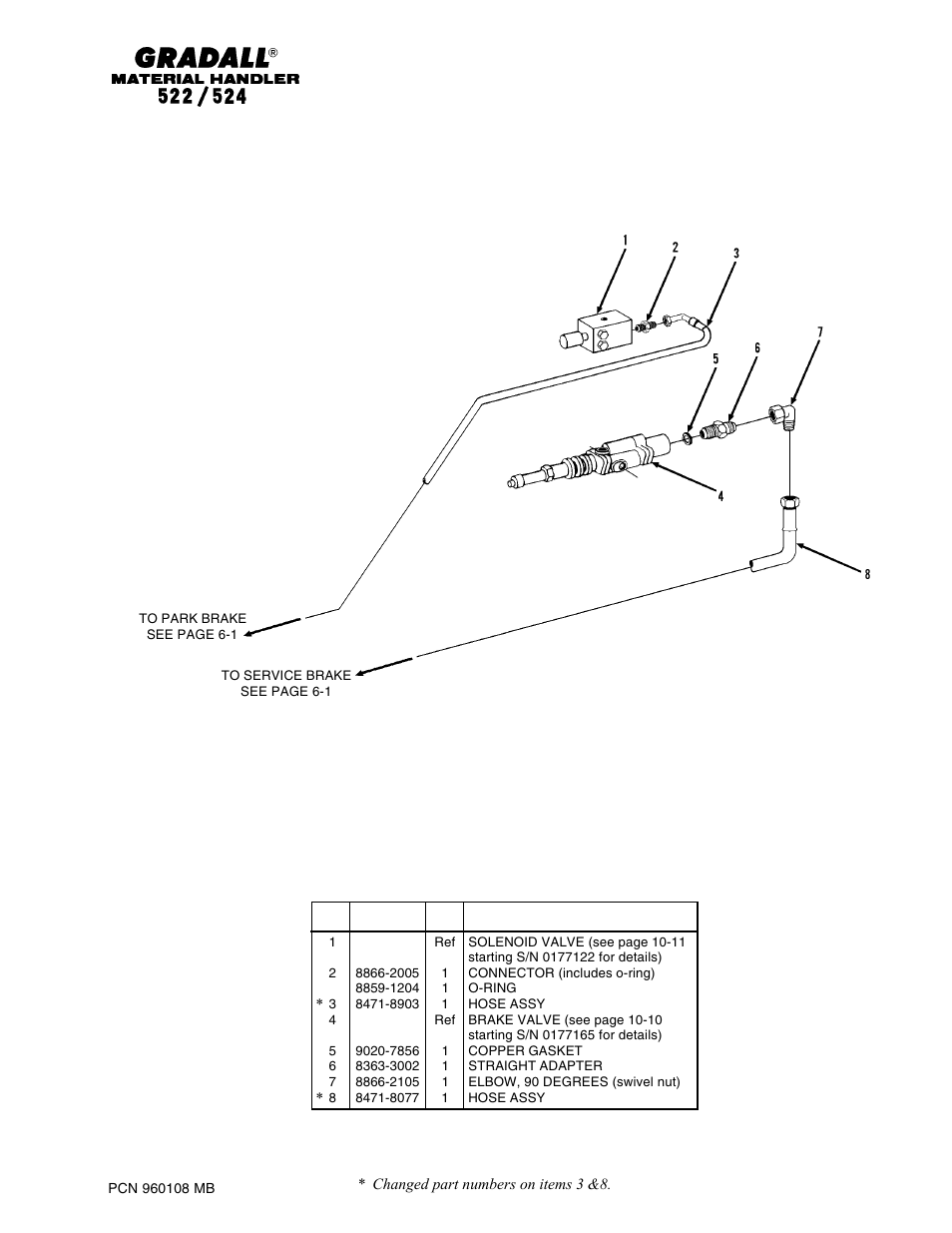 Brakes service/park brake lines | Gradall 524 Parts Manual User Manual | Page 116 / 312