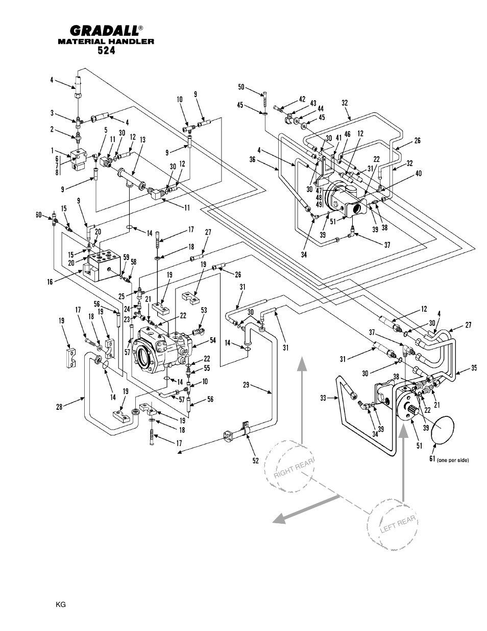 Hydraulic circuits (524) drive circuit - rear | Gradall 524 Parts Manual User Manual | Page 143 / 312