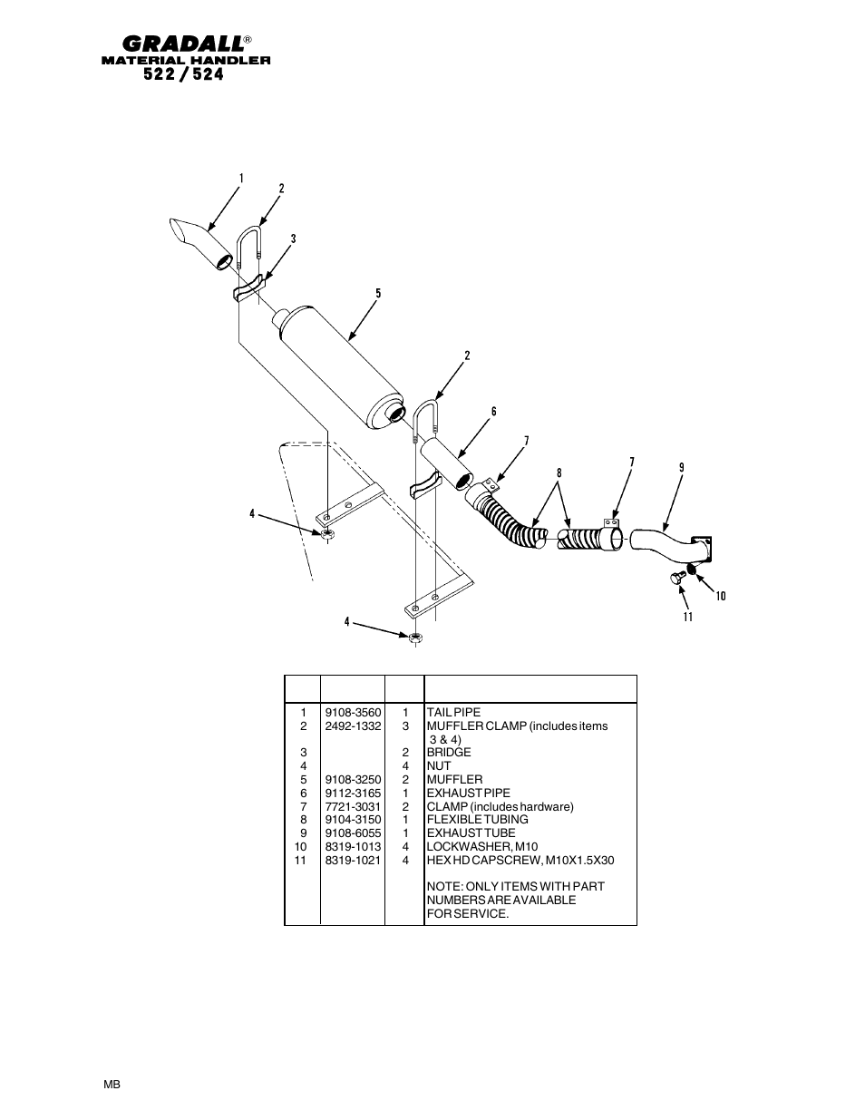 Engine & attaching parts exhaust system | Gradall 524 Parts Manual User Manual | Page 81 / 312