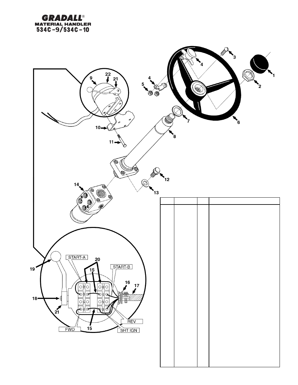 Controls steering column & attaching parts | Gradall 534C-10 Parts Manual User Manual | Page 116 / 255