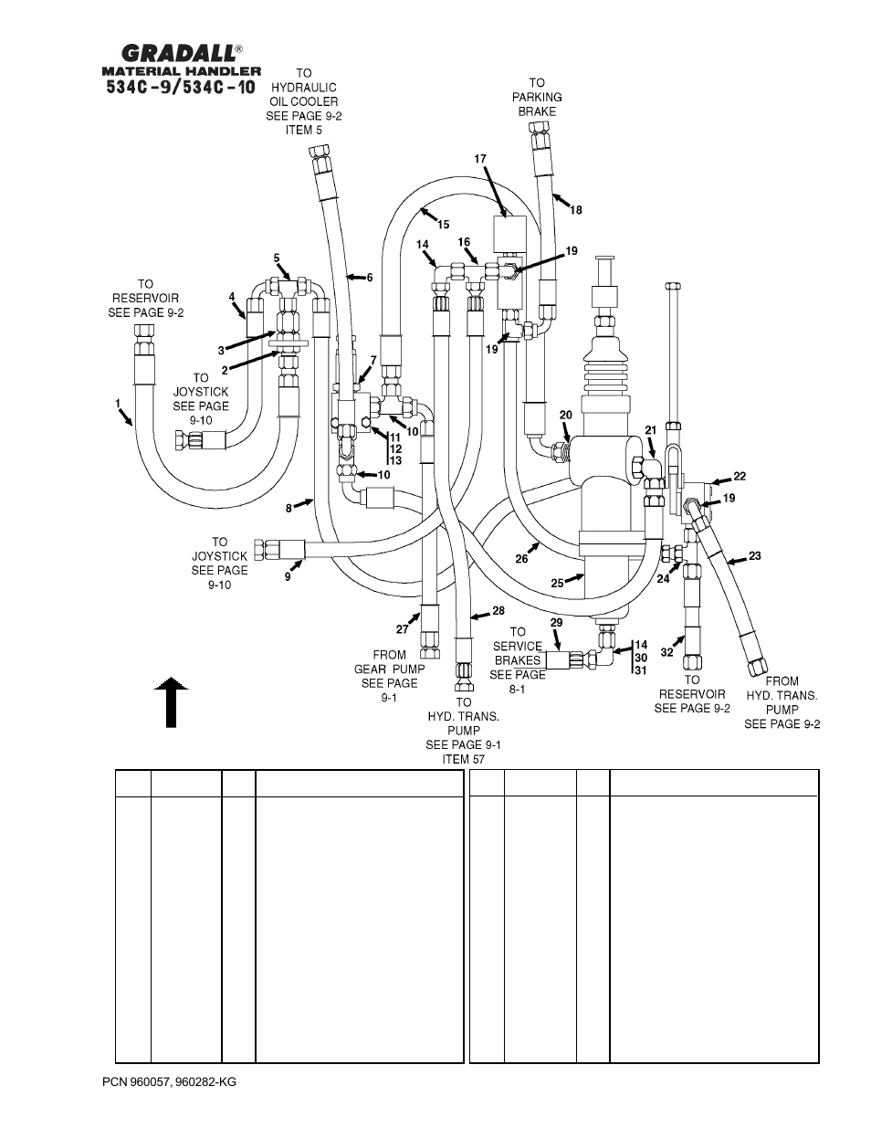 Brakes inching & parking brake lines | Gradall 534C-10 Parts Manual User Manual | Page 119 / 255