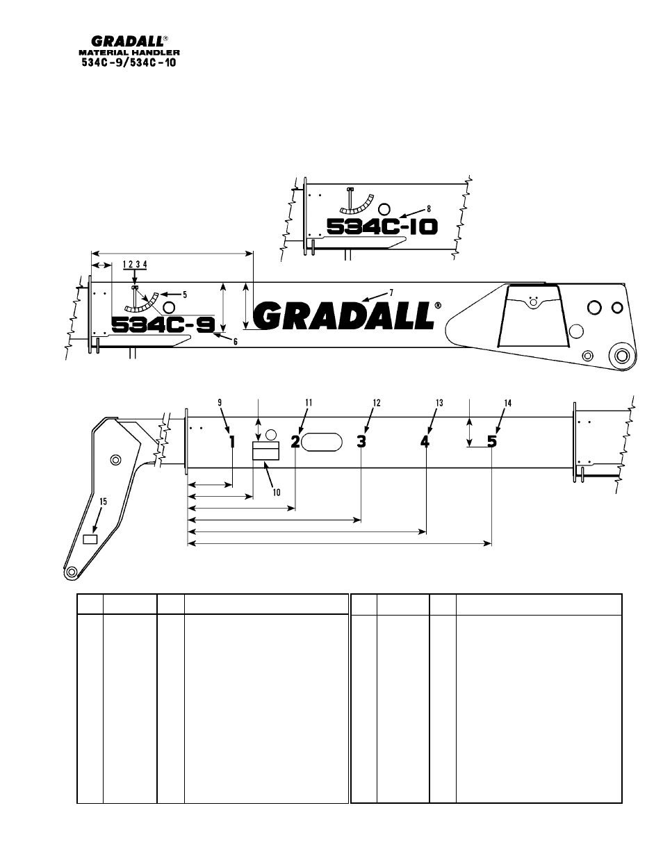 Miscellaneous boom decals | Gradall 534C-10 Parts Manual User Manual | Page 203 / 255