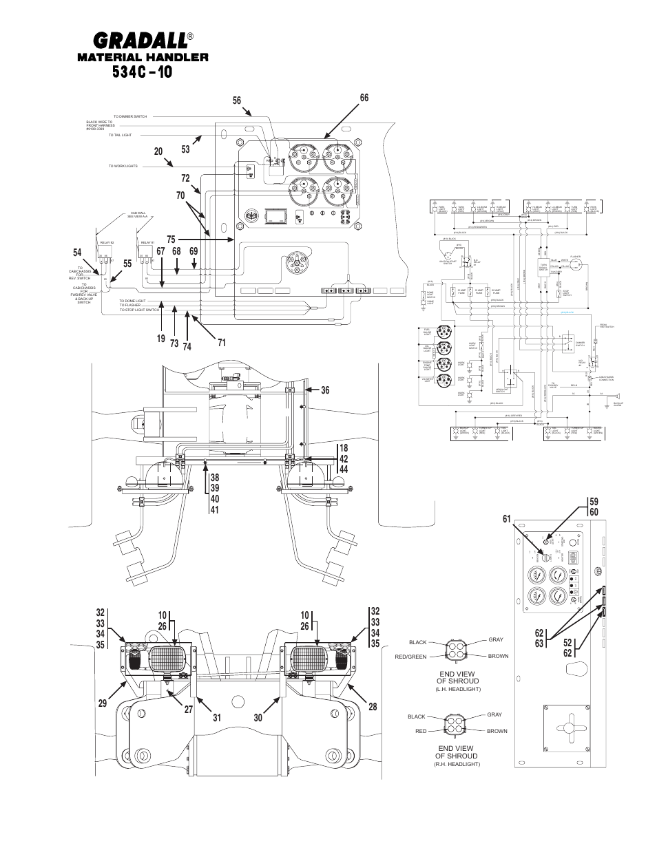 29 svc, 0da tcon hours 1/10, End view of shroud | Gradall 534C-10 Parts Manual User Manual | Page 253 / 255