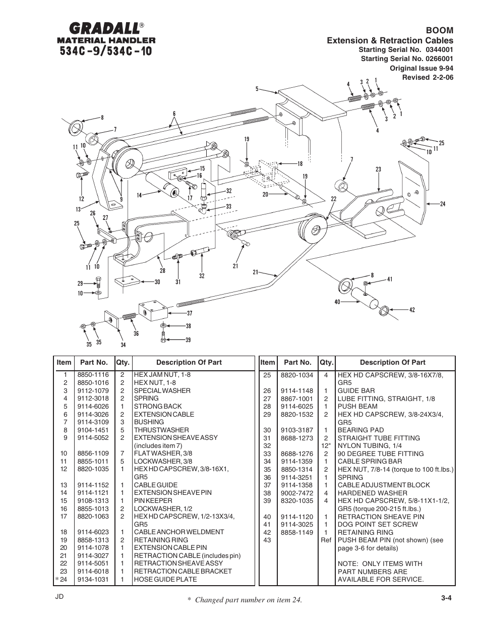 Boom extension & retraction cables | Gradall 534C-10 Parts Manual User Manual | Page 43 / 255