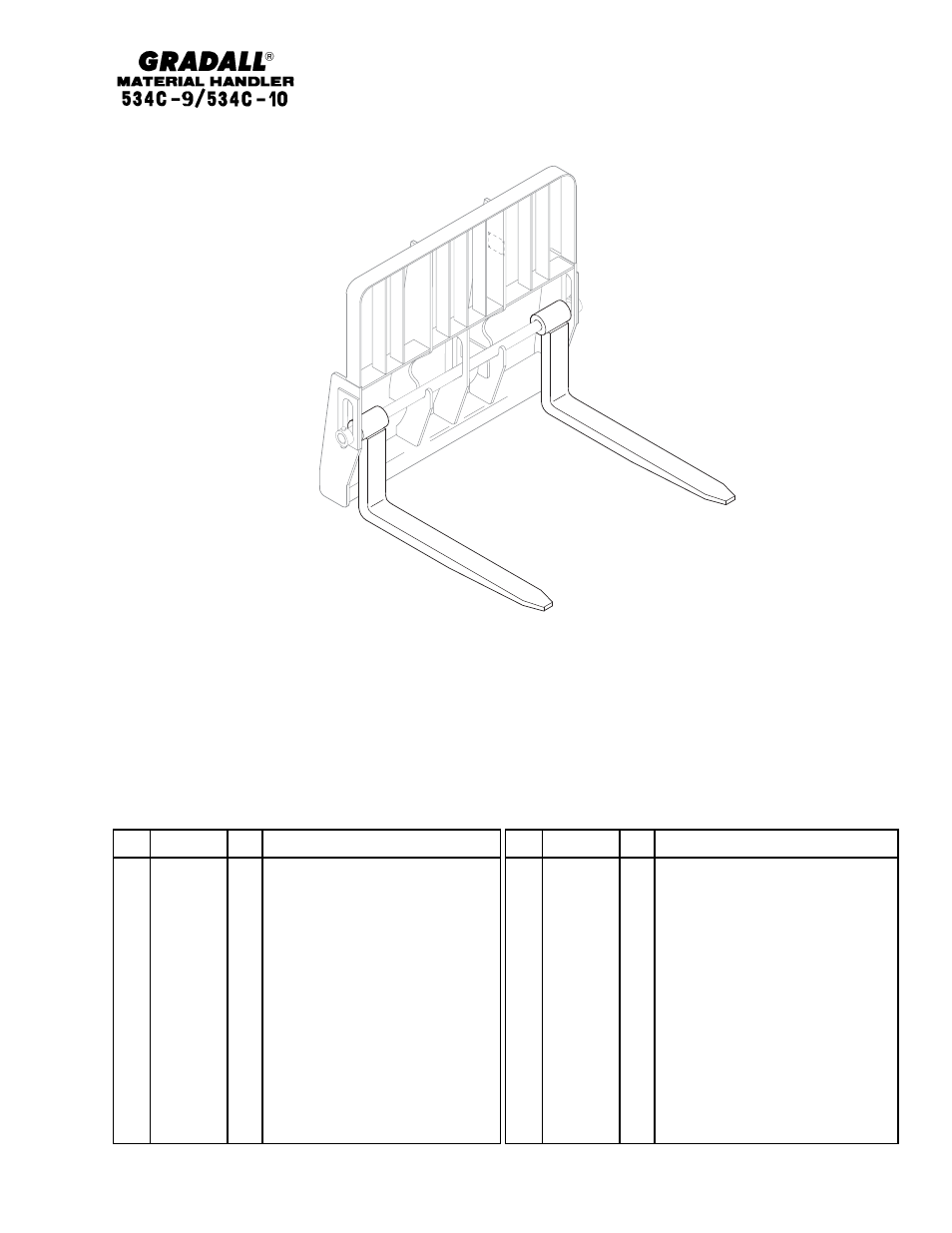 Attachments & accessories fork information | Gradall 534C-10 Parts Manual User Manual | Page 63 / 255