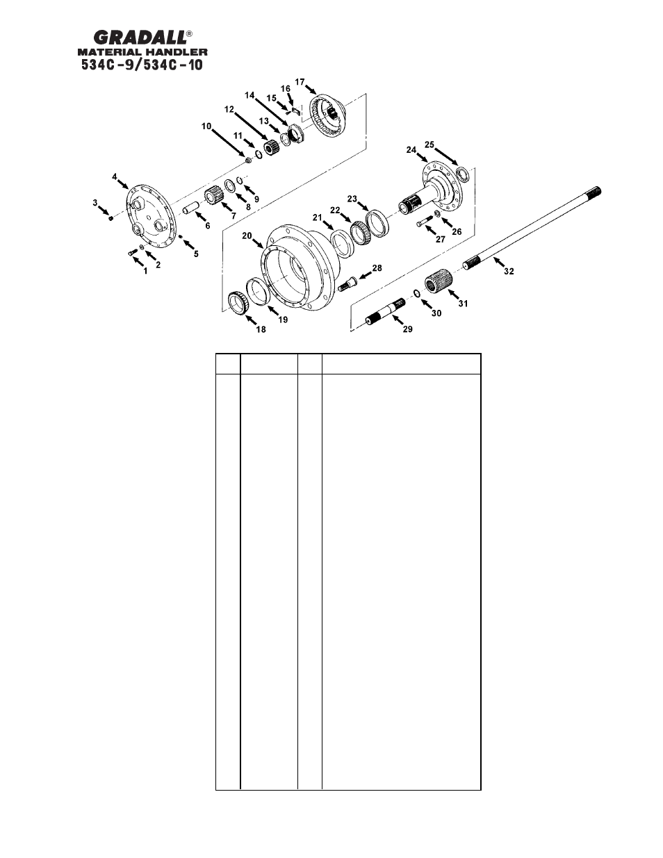 Drive train front axle shaft & planetary wheel end | Gradall 534C-10 Parts Manual User Manual | Page 96 / 255