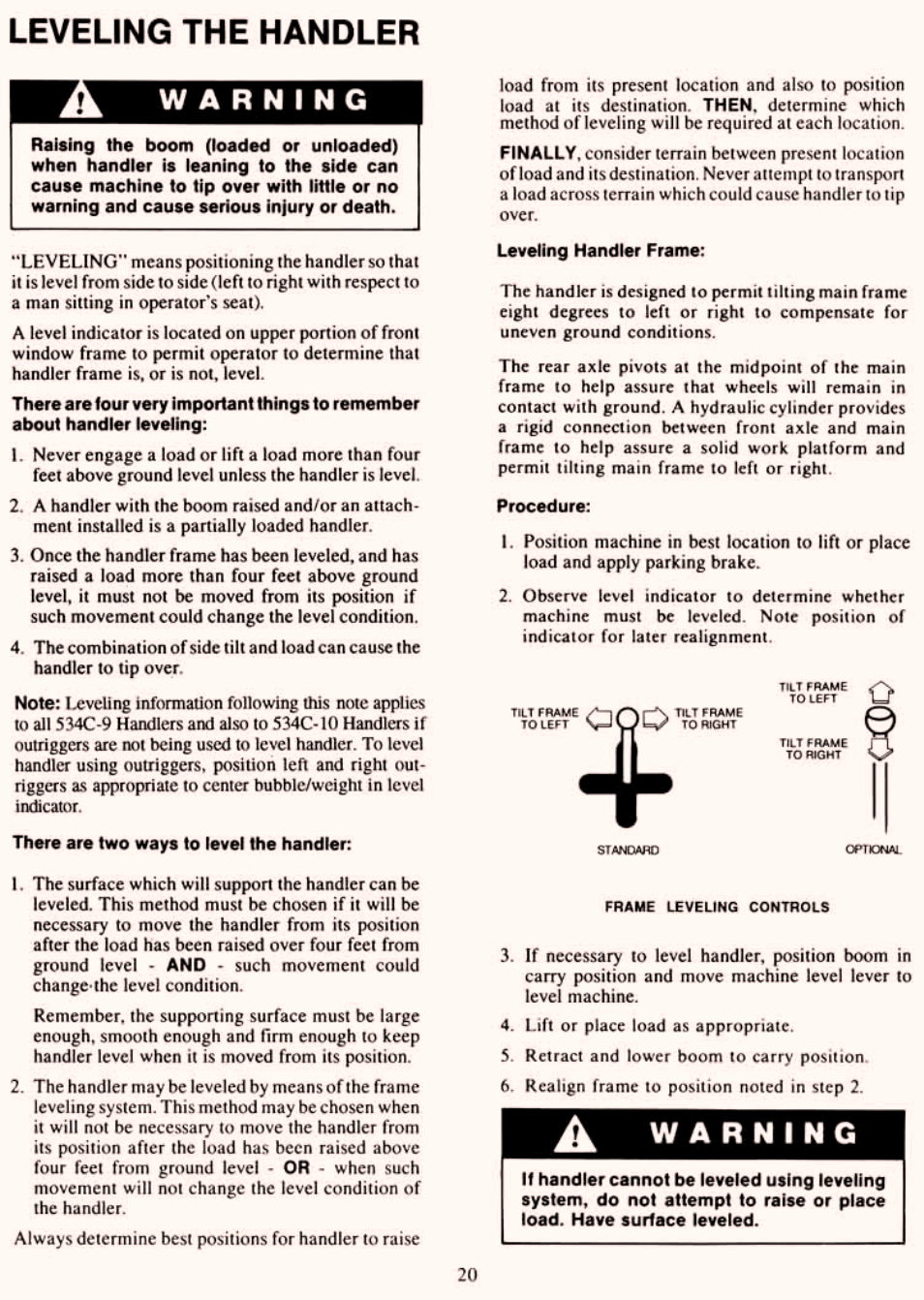 Leveling the handler | Gradall 534C-10 (2460-4129) Service Manual User Manual | Page 26 / 258