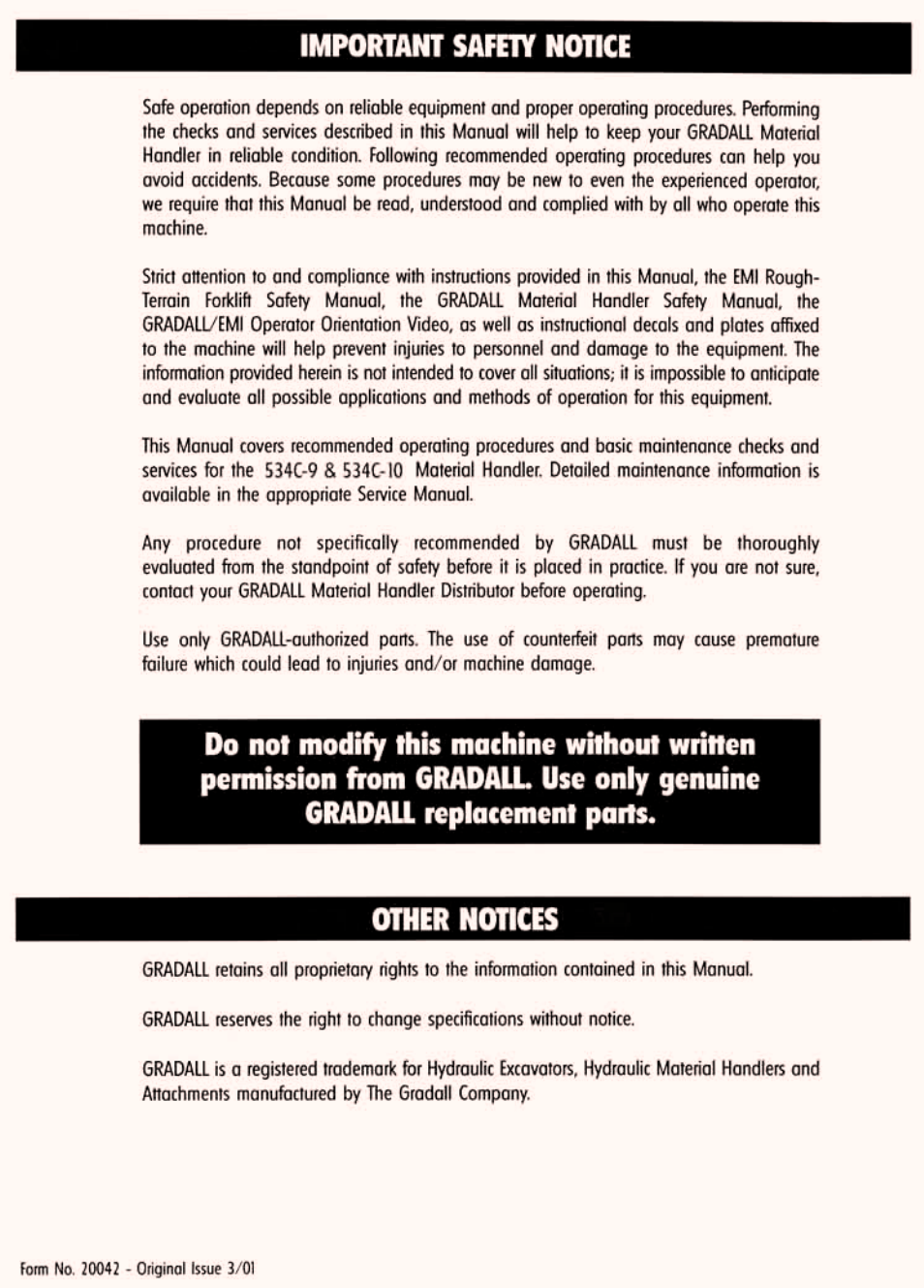 Important safety notice & other notices | Gradall 534C-10 (2460-4129) Service Manual User Manual | Page 6 / 258