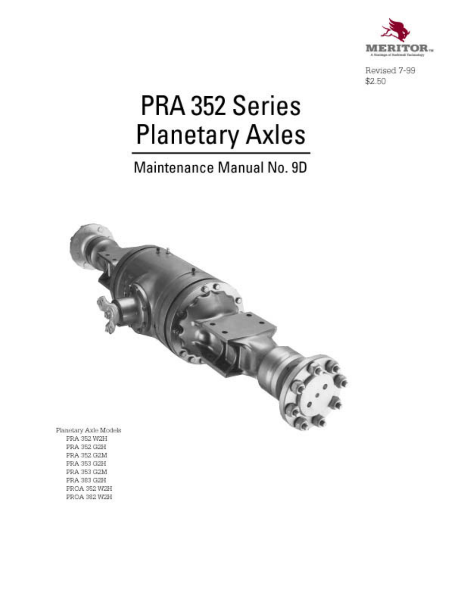 Axles, Fmm9d meritor pra 352 series planetary axles | Gradall 534C-10 (2460-4129) Service Manual User Manual | Page 75 / 258