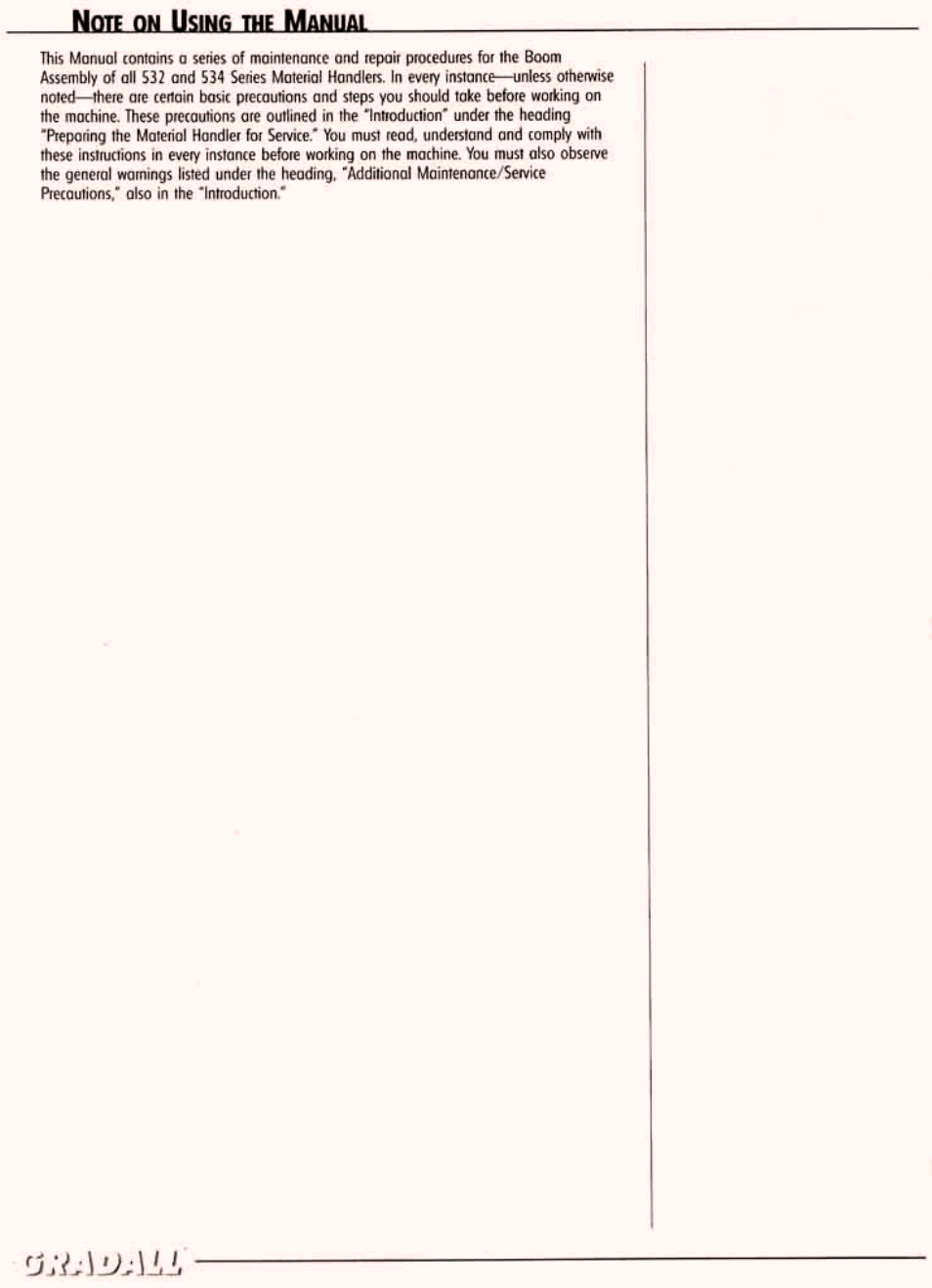 Note on using the manual | Gradall 534C-10 (9114-4437) Service Manual User Manual | Page 164 / 260